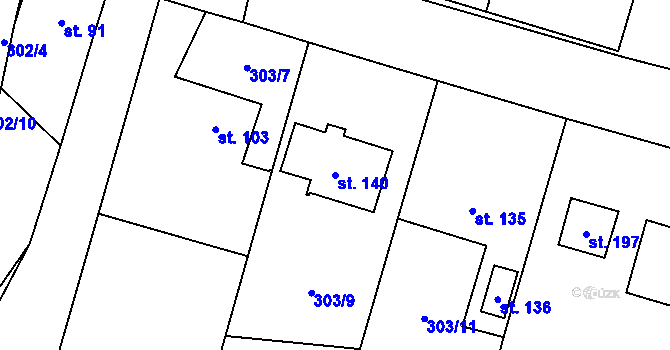 Parcela st. 140 v KÚ Jinošov, Katastrální mapa