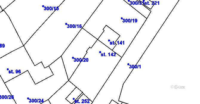 Parcela st. 142 v KÚ Jinošov, Katastrální mapa