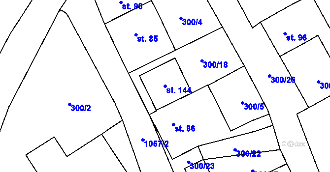 Parcela st. 144 v KÚ Jinošov, Katastrální mapa