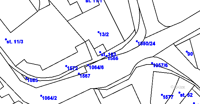 Parcela st. 183 v KÚ Jinošov, Katastrální mapa