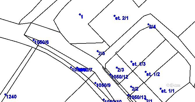 Parcela st. 2/5 v KÚ Jinošov, Katastrální mapa