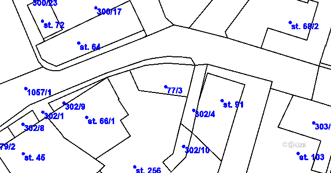 Parcela st. 77/3 v KÚ Jinošov, Katastrální mapa