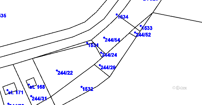 Parcela st. 244/24 v KÚ Jinošov, Katastrální mapa