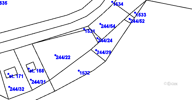 Parcela st. 244/29 v KÚ Jinošov, Katastrální mapa