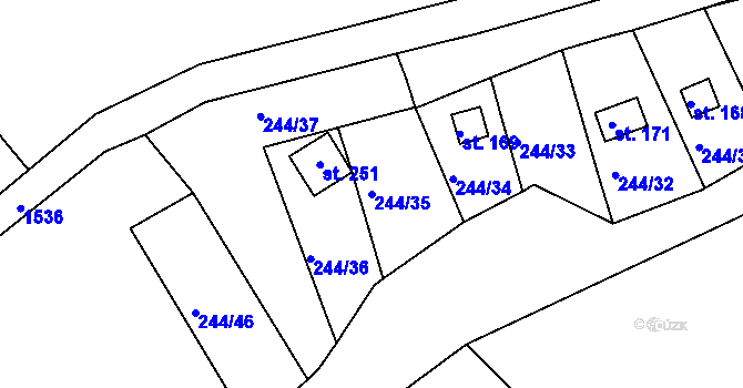 Parcela st. 244/35 v KÚ Jinošov, Katastrální mapa