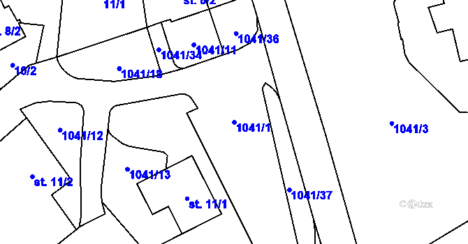 Parcela st. 1041/1 v KÚ Jinošov, Katastrální mapa