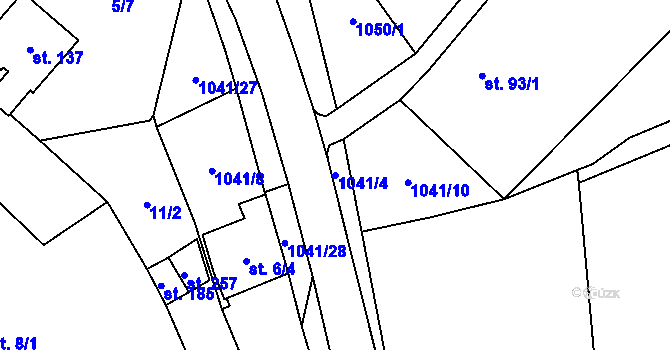 Parcela st. 1041/4 v KÚ Jinošov, Katastrální mapa