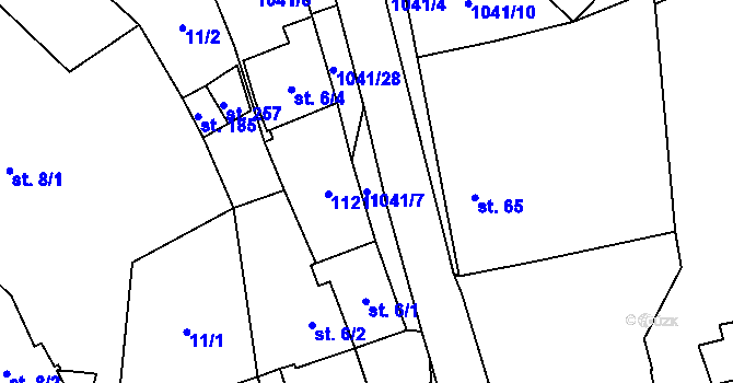 Parcela st. 1041/7 v KÚ Jinošov, Katastrální mapa