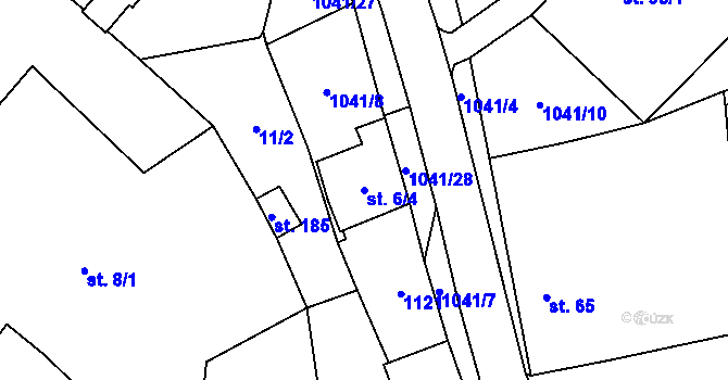 Parcela st. 6/4 v KÚ Jinošov, Katastrální mapa