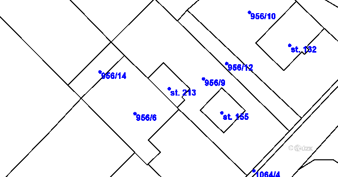 Parcela st. 213 v KÚ Jinošov, Katastrální mapa
