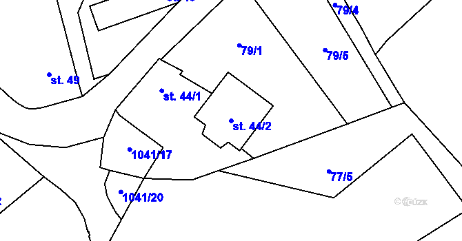 Parcela st. 44/2 v KÚ Jinošov, Katastrální mapa