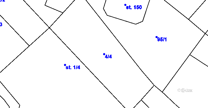 Parcela st. 4/4 v KÚ Jinošov, Katastrální mapa