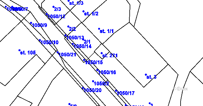 Parcela st. 271 v KÚ Jinošov, Katastrální mapa