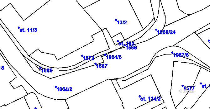 Parcela st. 1064/6 v KÚ Jinošov, Katastrální mapa