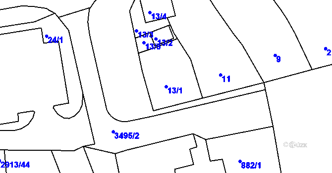 Parcela st. 13/1 v KÚ Jirkov, Katastrální mapa