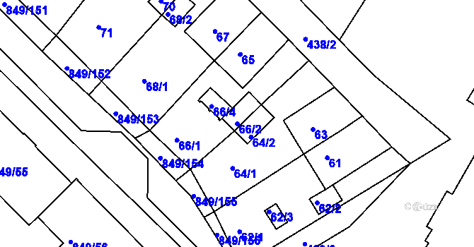Parcela st. 66/2 v KÚ Jirkov, Katastrální mapa