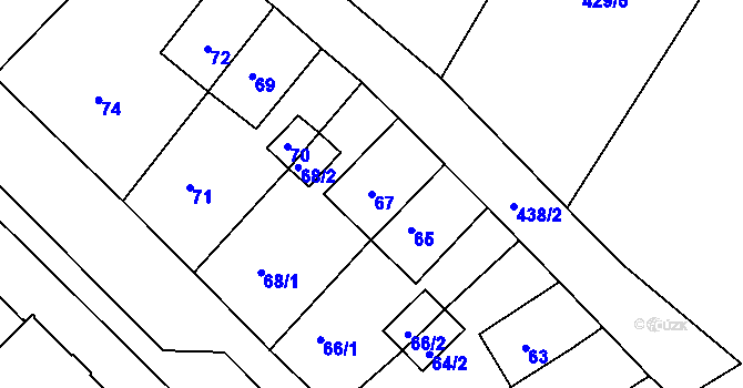 Parcela st. 67 v KÚ Jirkov, Katastrální mapa