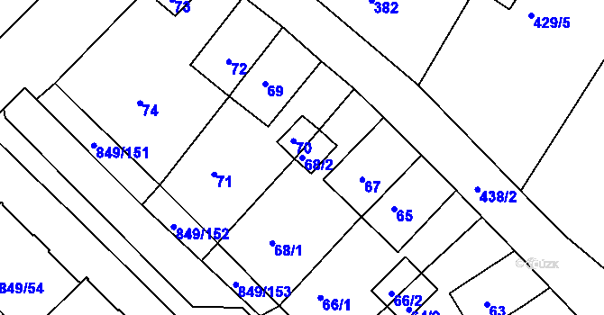 Parcela st. 68/2 v KÚ Jirkov, Katastrální mapa