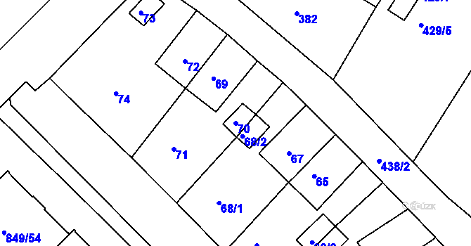 Parcela st. 70 v KÚ Jirkov, Katastrální mapa