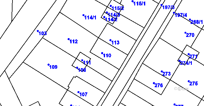 Parcela st. 110 v KÚ Jirkov, Katastrální mapa