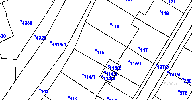 Parcela st. 116 v KÚ Jirkov, Katastrální mapa