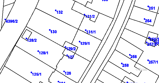 Parcela st. 129/1 v KÚ Jirkov, Katastrální mapa