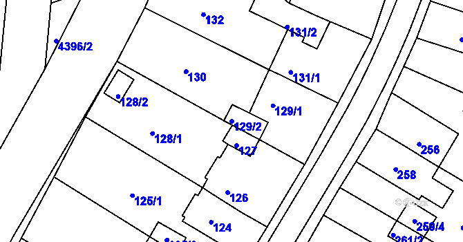 Parcela st. 129/2 v KÚ Jirkov, Katastrální mapa