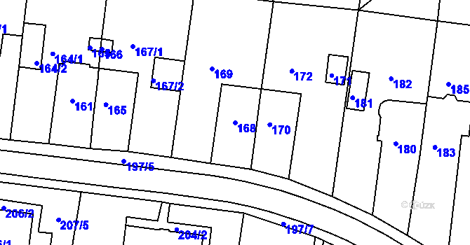 Parcela st. 168 v KÚ Jirkov, Katastrální mapa
