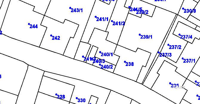 Parcela st. 240/1 v KÚ Jirkov, Katastrální mapa