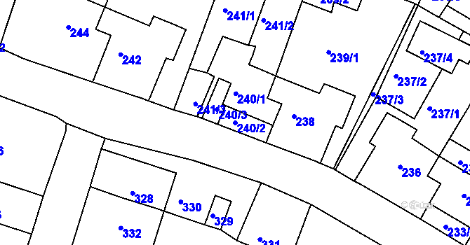 Parcela st. 240/2 v KÚ Jirkov, Katastrální mapa
