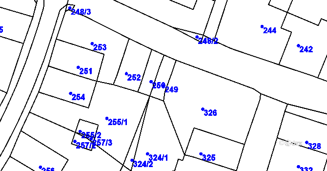 Parcela st. 249 v KÚ Jirkov, Katastrální mapa