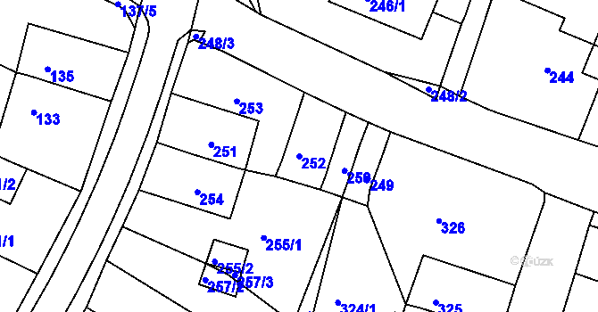 Parcela st. 252 v KÚ Jirkov, Katastrální mapa
