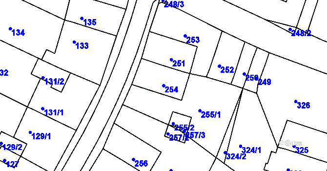 Parcela st. 254 v KÚ Jirkov, Katastrální mapa