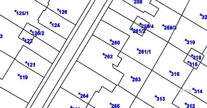 Parcela st. 262 v KÚ Jirkov, Katastrální mapa