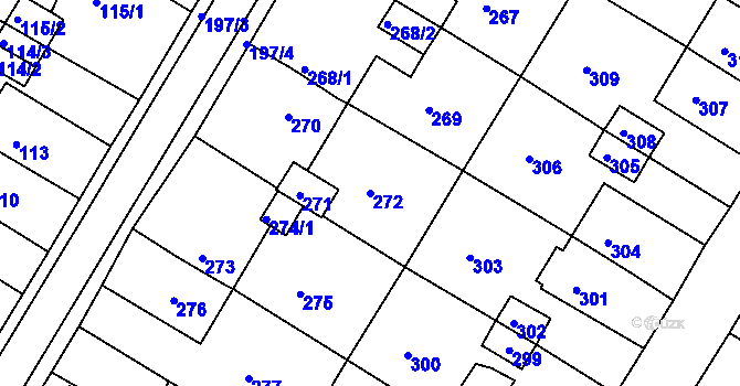 Parcela st. 272 v KÚ Jirkov, Katastrální mapa