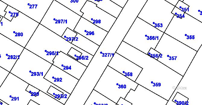 Parcela st. 327/1 v KÚ Jirkov, Katastrální mapa