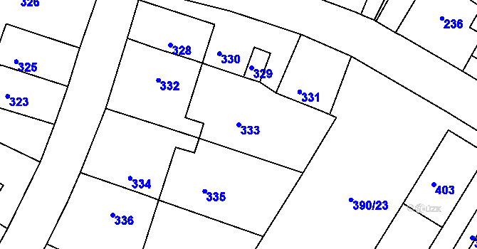 Parcela st. 333 v KÚ Jirkov, Katastrální mapa
