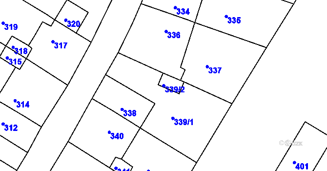Parcela st. 339/2 v KÚ Jirkov, Katastrální mapa