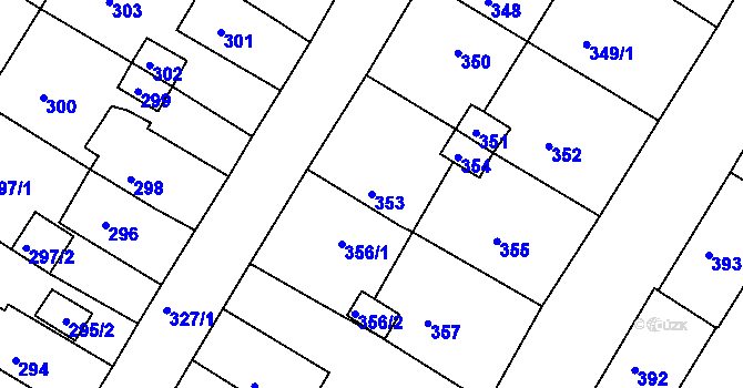 Parcela st. 353 v KÚ Jirkov, Katastrální mapa
