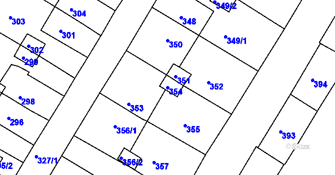 Parcela st. 354 v KÚ Jirkov, Katastrální mapa