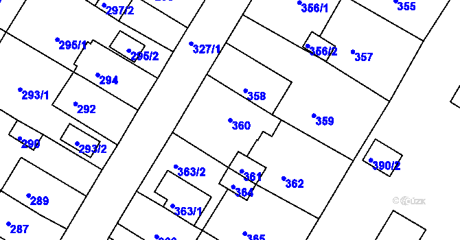 Parcela st. 360 v KÚ Jirkov, Katastrální mapa