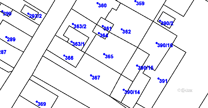 Parcela st. 365 v KÚ Jirkov, Katastrální mapa