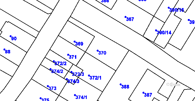 Parcela st. 370 v KÚ Jirkov, Katastrální mapa
