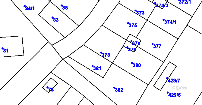 Parcela st. 378 v KÚ Jirkov, Katastrální mapa