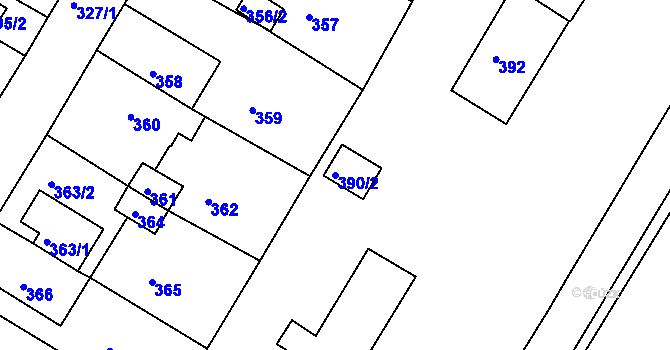 Parcela st. 390/2 v KÚ Jirkov, Katastrální mapa