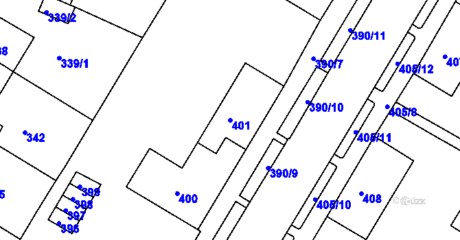 Parcela st. 401 v KÚ Jirkov, Katastrální mapa