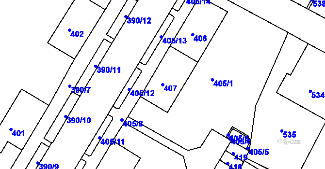 Parcela st. 407 v KÚ Jirkov, Katastrální mapa