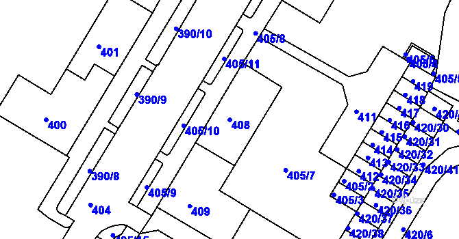 Parcela st. 408 v KÚ Jirkov, Katastrální mapa