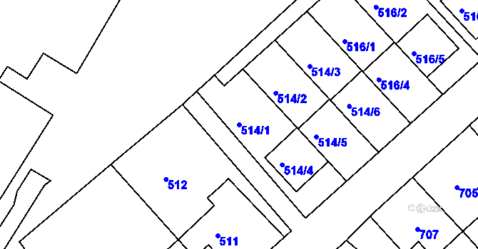Parcela st. 514/1 v KÚ Jirkov, Katastrální mapa