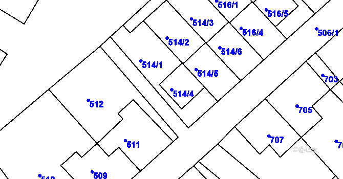 Parcela st. 514/4 v KÚ Jirkov, Katastrální mapa
